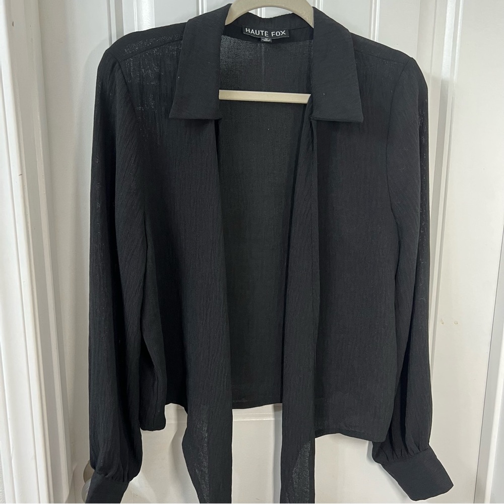 Black wrap-around cropped top